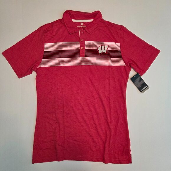 NWT Colosseum Wisconsin Badgers Men’s Polo Shirt – Size L - Picture 1 of 14